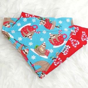 🐶 5 for $15 * Pablo Christmas Sloth in a cup & Heart candycanes Dog Band